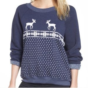 Wildfox snow deer reindeer Christmas sweater small